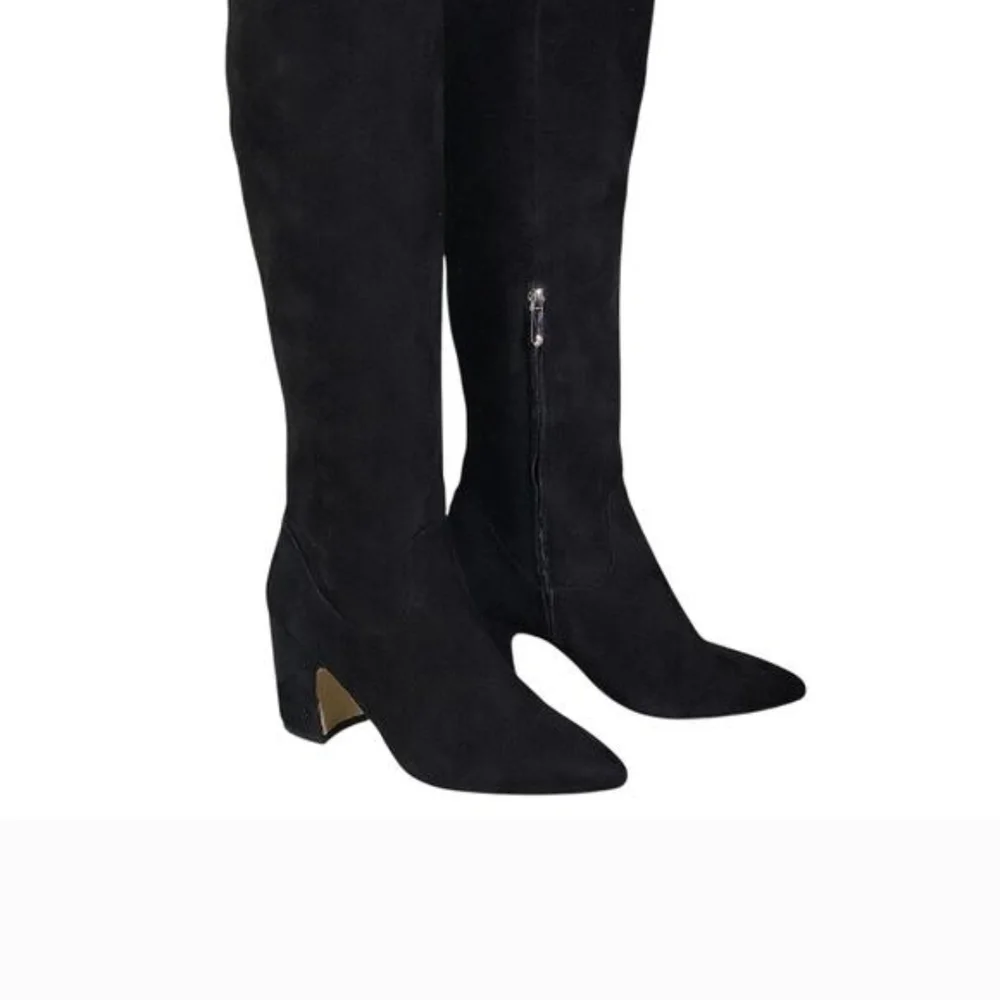 Sam Edelman Women's Black Suede Over-the-Knee Block Heel Boots Hai Size 8